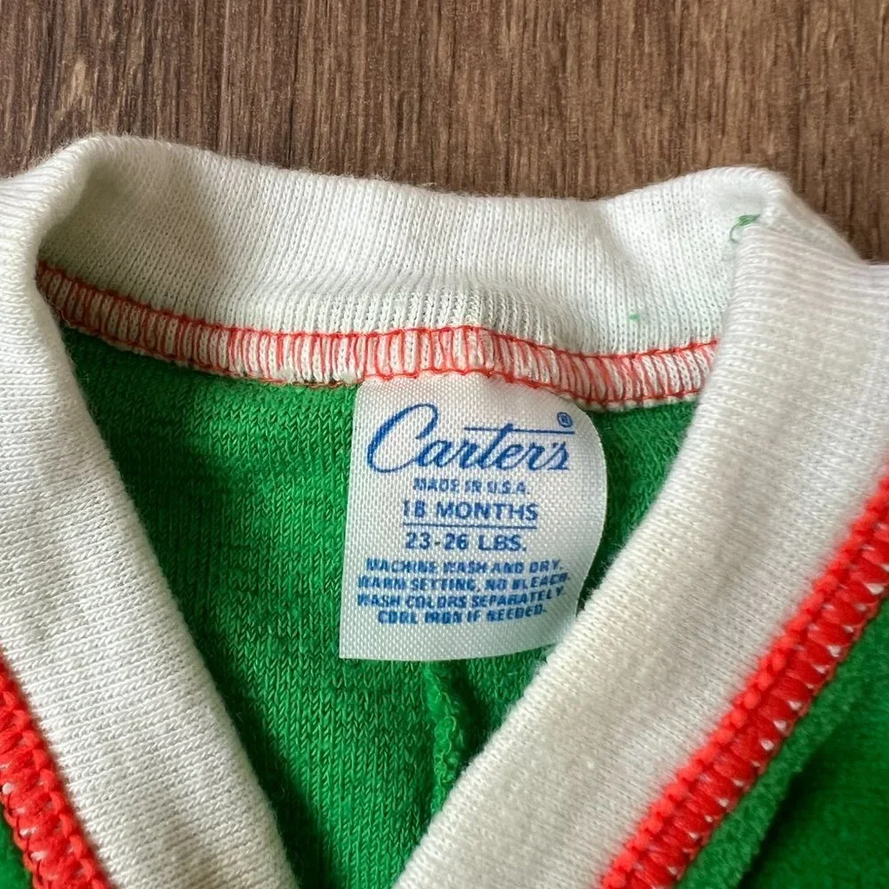 Vintage Carters Terry Captain Green Onesie Sz 18 M